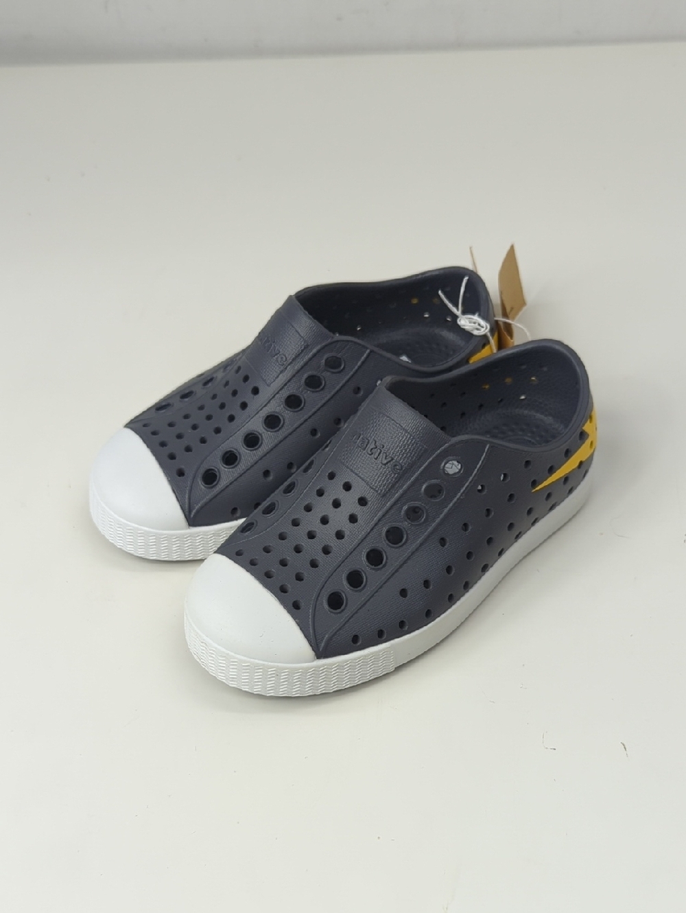 Native Kids Shoes Jefferson Slip-On in Navy and White with Yellow Accent